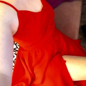 Vintage handmade tea length cherry red pinup dress